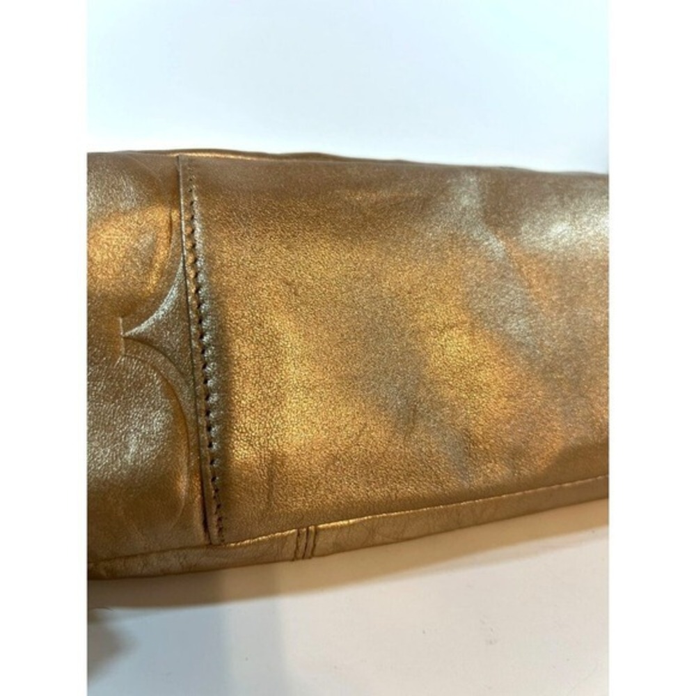Coach East‎ West Embossed Signature Gold Metallic Shoulder Bag Tote Purse - Picture 9 of 16